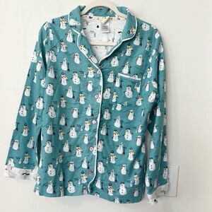 Munki Munki Flannel Snowman Pajama Top M